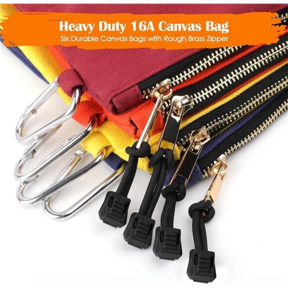 Canvas Tool Pouch Zipper Bags,16OZ(A) Utility Bags Heavy Duty Tools Pouch - Picture 2 of 8